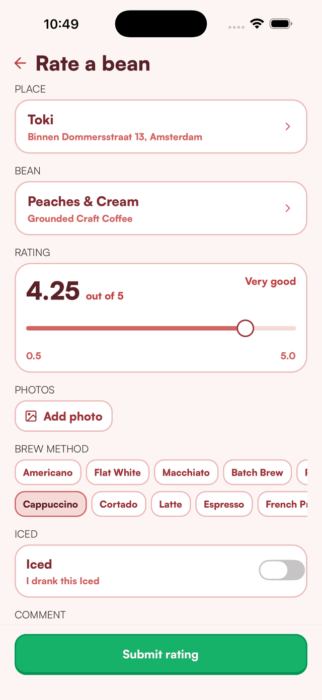 BrewScout app coffee spot overview